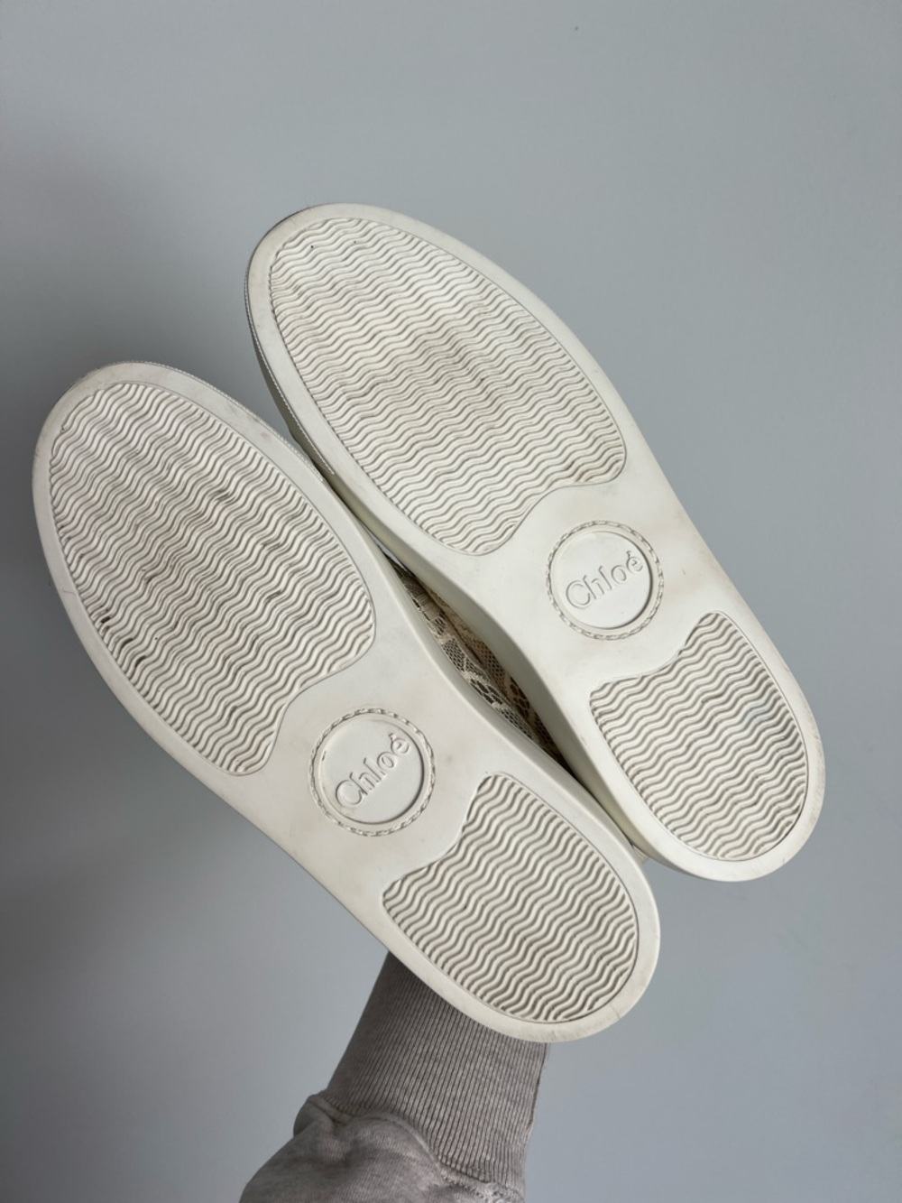 Worn 1x CHLOE Lauren lace mesh sneaker in light beige ecru romantic round toe 40 - Picture 10 of 16